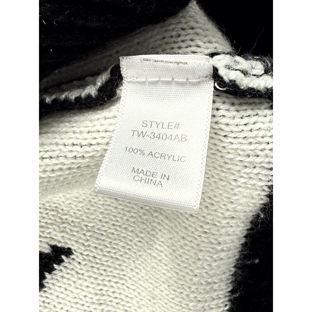 Zenana women XL Black sweater with white Star Oversize turtleneck Bishop-Sleeve - Picture 6 of 7